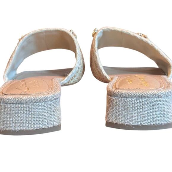 Circus NY Sunflower Embellished Raffia Slide Sandals - Picture 2 of 10